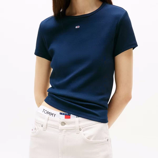TOMMY JEANS TJW SLIM ESSENTIAL RIB SS EXT DW0DW17383-C1G NavyBlue