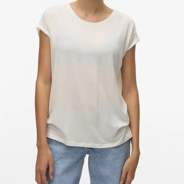 VERO MODA VMAVA PLAIN SS TOP JRS NOOS 10284468-Snow White OffWhite