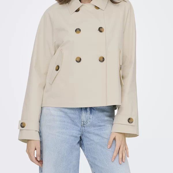 ONLY ONLAPRIL LIFE SHORT TRENCHCOAT OTW NOOS 15274982-Birch Biege