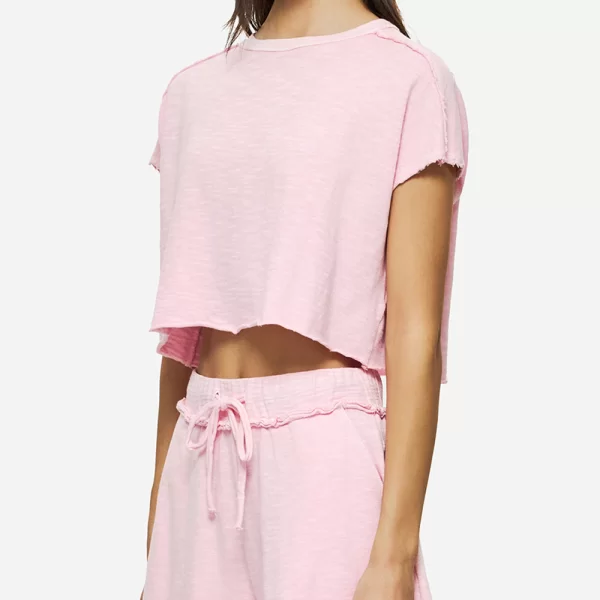 DIRTY LAUNDRY RELAXED RAW CUT T-SHIRT DLWT000148-Bubblegum Pink