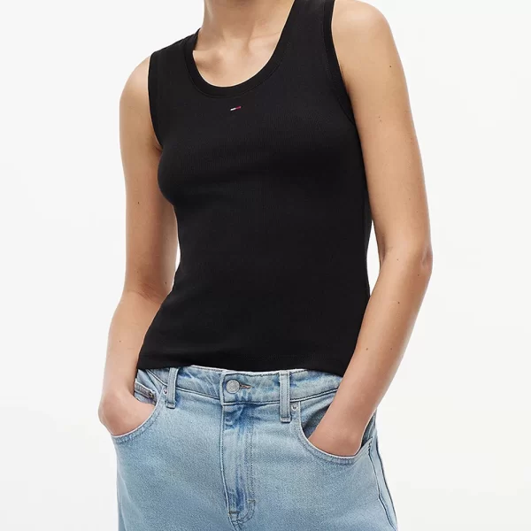 TOMMY JEANS TJW ESSENTIAL RIB TANK EXT DW0DW20673-BDS Black