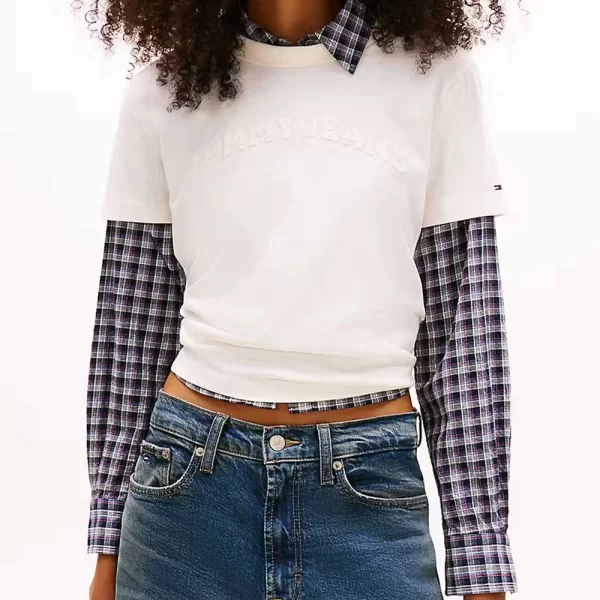 TOMMY JEANS TJW REG GMD VARSITY SS TEE DW0DW22458-YBH OffWhite