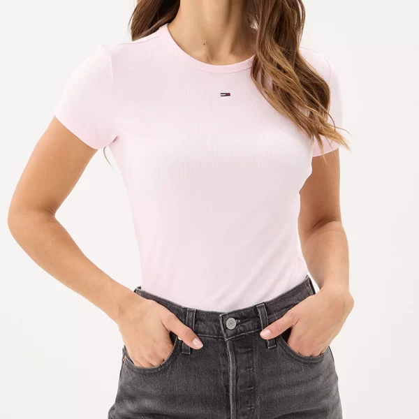 TOMMY JEANS TJW SLIM ESSENTIAL RIB SS EXT DW0DW17383-TOG LightPink