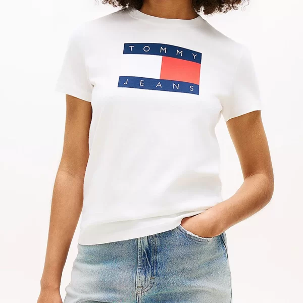 TOMMY JEANS TJW REG TJ FLAG SS TEE DW0DW22562-YBL OffWhite