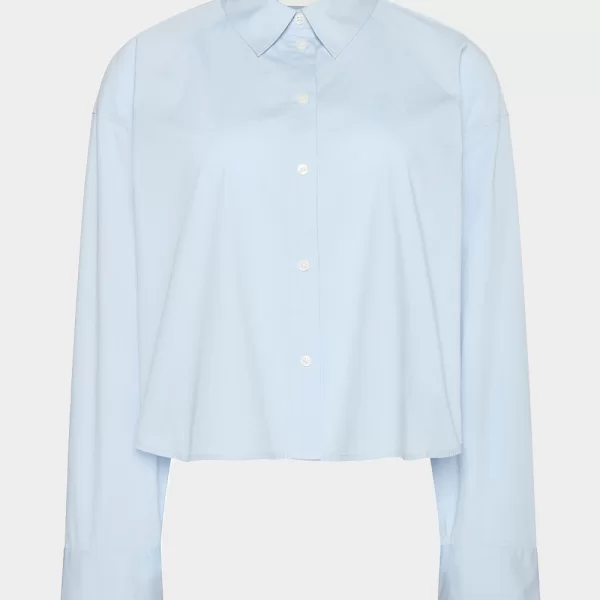 CALVIN KLEIN JEANS SOLID BOXY CROPPED SHIRT LV047C141G-24Q LightBlue