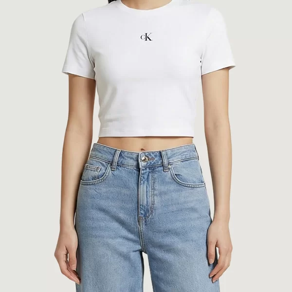 CALVIN KLEIN JEANS A - SS LOGO CROPPED TEE LV047AB213-YAF White