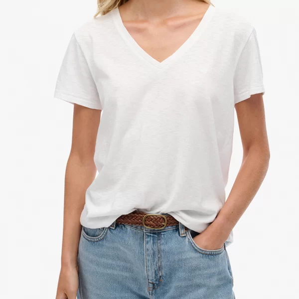 SUPERDRY D1 STUDIOS SLUB EMB VEE TEE ΜΠΛΟΥΖΑ ΓΥΝΑΙΚΕΙΟ W1011828A-01C White