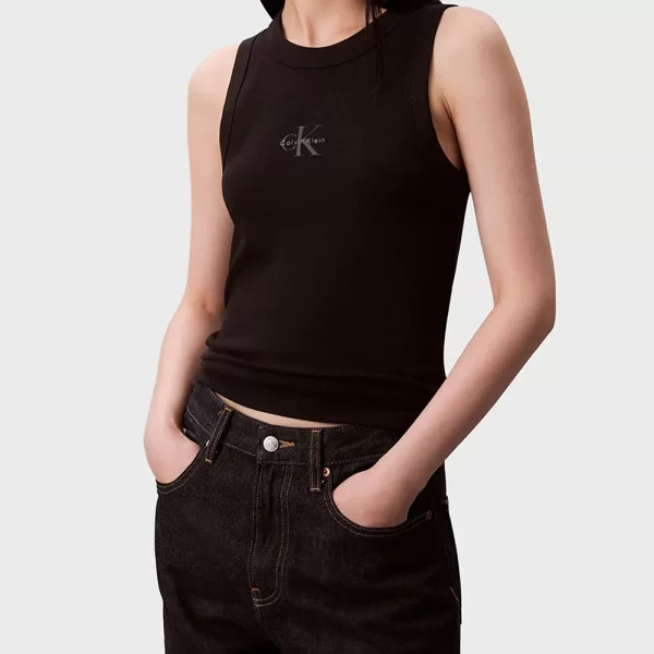 CALVIN KLEIN JEANS SL MONOGRAM RIB TANK LV047E200G-UB1 Black