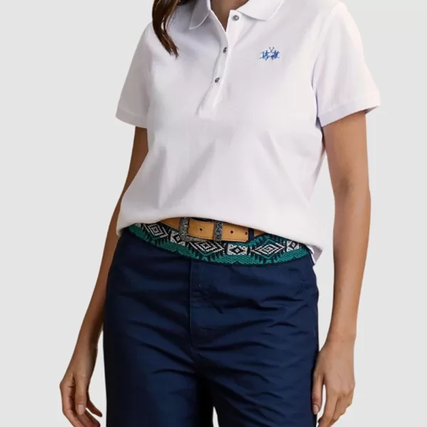 LA MARTINA ΜΠΛΟΥΖΑ ΠΟΛΟ ΚΜ WOMAN POLO S/S 30/1 COTTON PIQ 3LMWCP006-00001 White