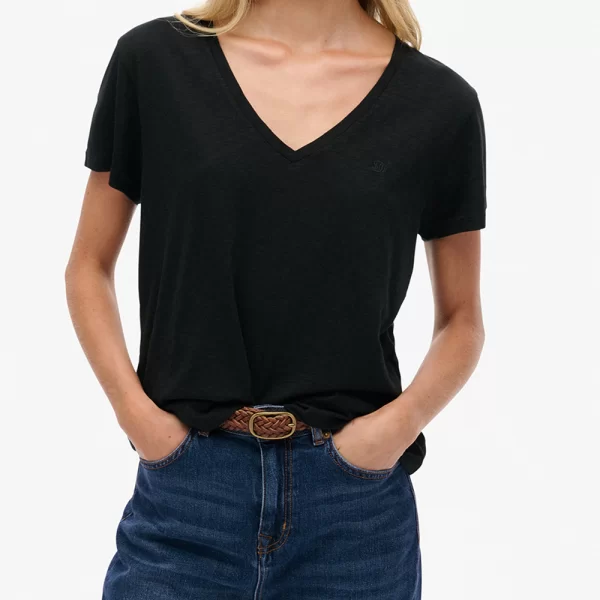 SUPERDRY D1 STUDIOS SLUB EMB VEE TEE ΜΠΛΟΥΖΑ ΓΥΝΑΙΚΕΙΟ W1011828A-02A Black