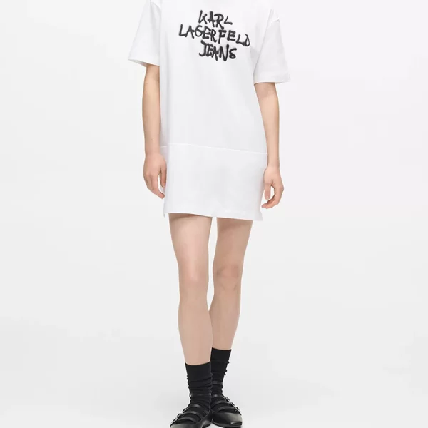 KARL LAGERFELD JEANS KLJ GRAFFITI TEE DRESS B1W13043-100 White