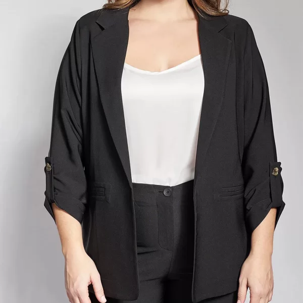 PARABITA Σακάκι κρεπ με γυριστά μανίκια 012610709393-002 Black