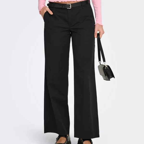 ONLY ONLTANNY LW WIDE CHINO PANT CC PNT 15364079-BLACK Black