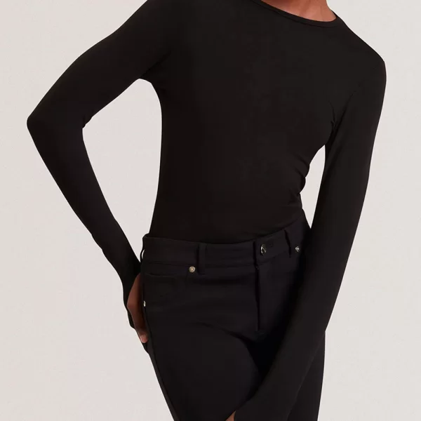 TED BAKER ARANIA Long Sleeve Fitted Jersey Top 282126-BLACK Black