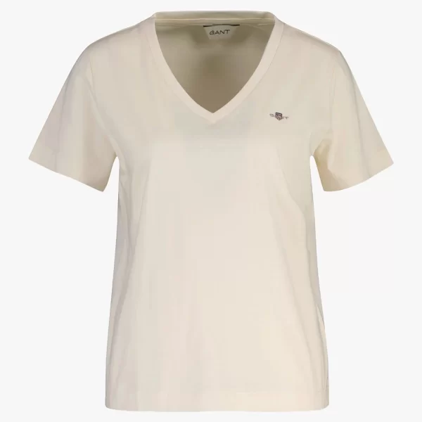 GANT ΜΠΛΟΥΖΑ ΚΜ REG SHIELD SS V-NECK T-SHIRT 3GW4200750-119 Ivory
