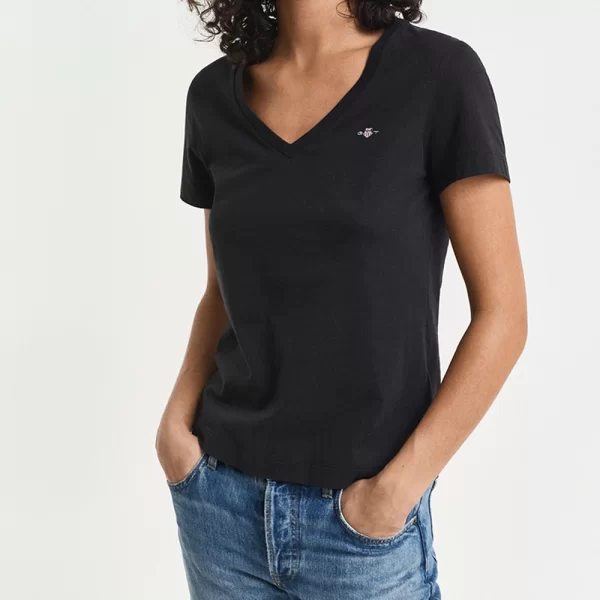 GANT ΜΠΛΟΥΖΑ ΚΜ REG SHIELD SS V-NECK T-SHIRT 3GW4200750-5 Black