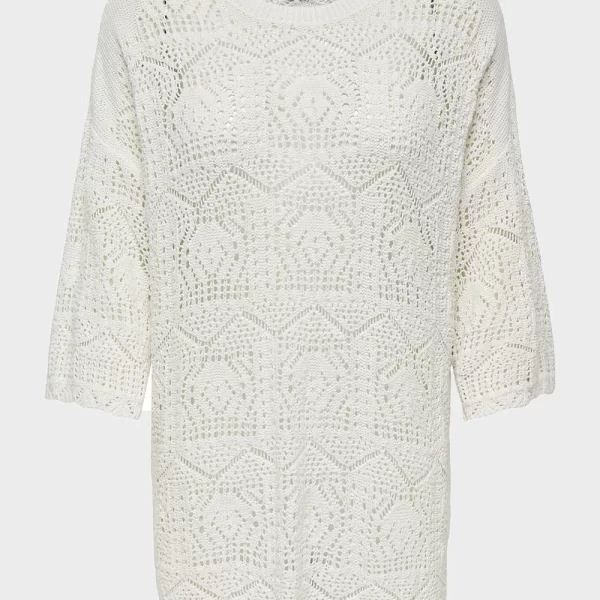 ONLY ONLBEA LIFE 3/4 LOOSE O-NECK KNT 15341234-Cloud Dancer White