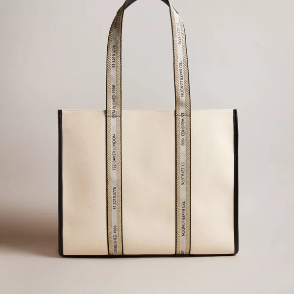 TED BAKER GEORJEY Branded Webbing Canvas Tote (Διαστάσεις: 14 x 36 x 45εκ.) 261689-ECRU Ecru