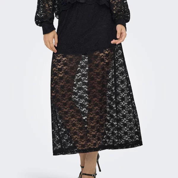ONLY ONLCHIGO CALI LIFE LACE ANKLE SKIRT WVN 15357638-BLACK Black