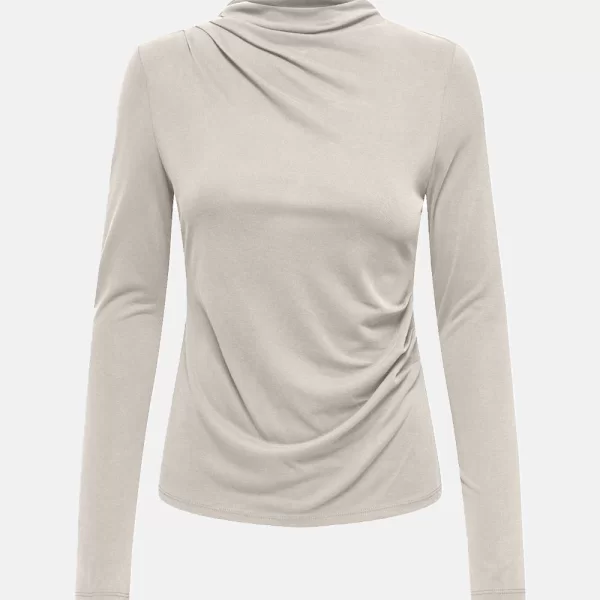 ONLY ONLFREE LIFE L/S DRAPE TOP JRS 15356320-Pumice Stone Ecru