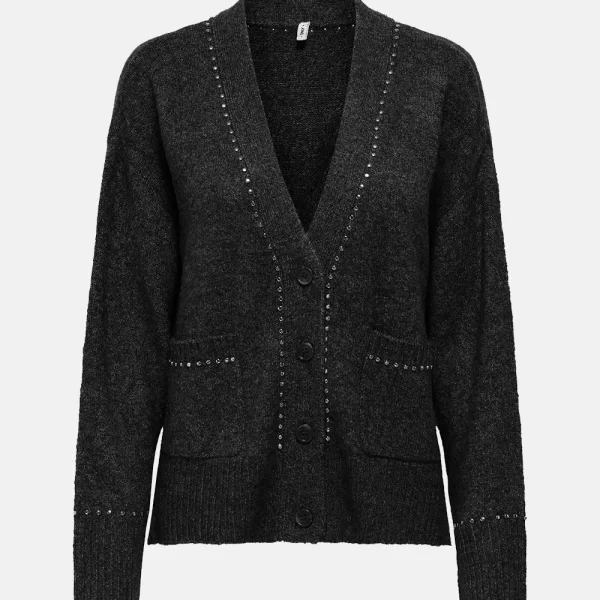ONLY ONLELSIE LS STUDS CARDIGAN CC KNT 15350625-BlackSilver Studs Black