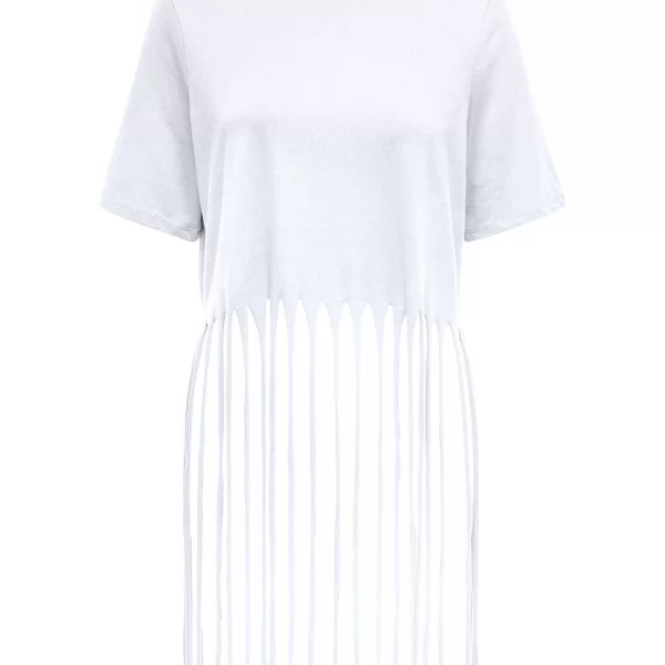 ONLY ONLZINNA S/S FRINGE TOP BOX JRS 15325262-Bright WhiteWidefringehem White