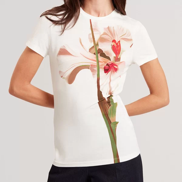 TED BAKER MEELIEE Printed Fitted Tee 280395-nude Multi