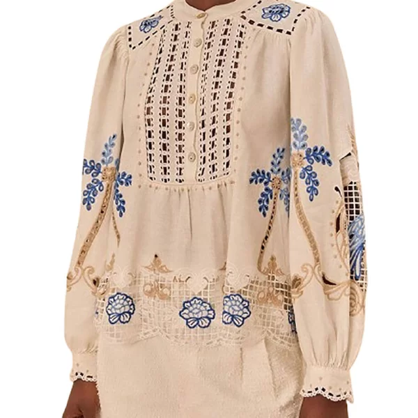 FARM RIO FARM RIO ROMANTIC RICHILIEU OFF-WHITE BLOUSE 332825-L0025 Multi