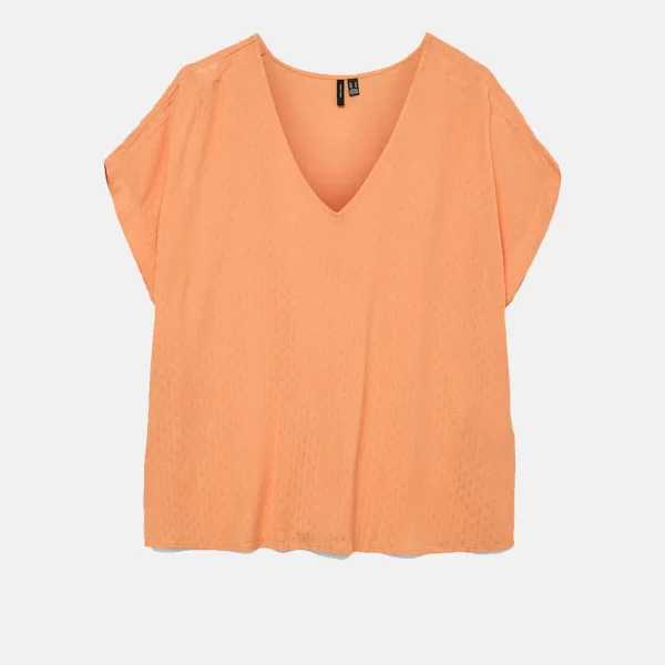 VERO MODA VMGABBI SS V-NECK TOP WVN GA 10324560-Copper Tan Orange