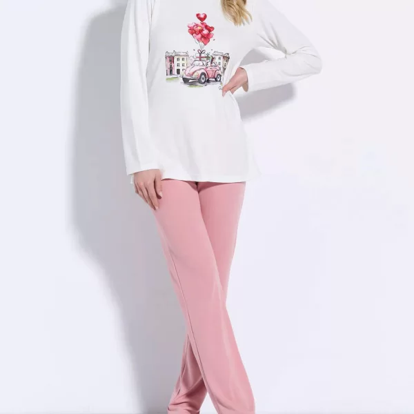 JEANNETTE ΠΥΖΑΜΑ ΛΑΙΜΟΚΟΨΗ ΤΥΠΩΜΑ J8113-ΡΟΖ Pink