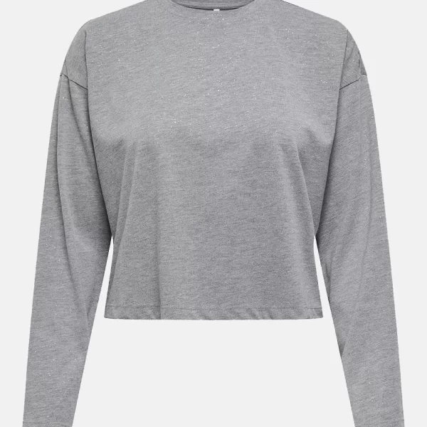 ONLY ONLMELLE L/S GLITTER TOP JRS 15357717-SilverSilver foil Gray