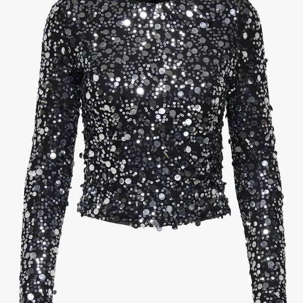 ONLY ONLCATINA LS SEQUINS TOP WVN 15358382-SILVER MetallicSilver