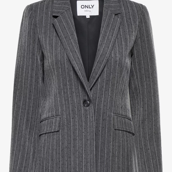 ONLY ONLALYA-SIGA LIFE HB RHINE BLAZER TLR 15357660-Dark Grey MelangePINSTRIPEW.RHINESTONE DarkGray