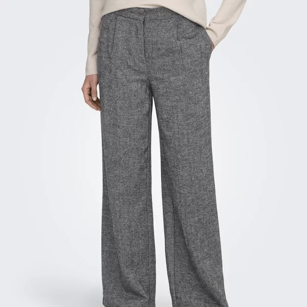 Only ONLY ONLBEKKA LIFE HW WIDE WOOL LOOK PANT TLR 15360269-Medium Grey Melange Gray