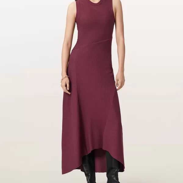 ALL SAINTS GIA MAXI DRESS W073DD-Oxblood Red DarkRed