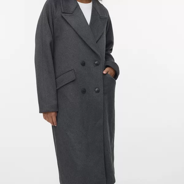 VERO MODA VMHARPER LONG WOOL COAT GA NOOS 10320446-Dark Grey Melange DarkGray