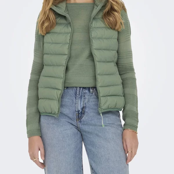 ONLY ΜΠΟΥΦΑΝ ONLNEWTAHOE HOOD WAISTCOAT OTW NOOS 15205760-Hedge Green Green