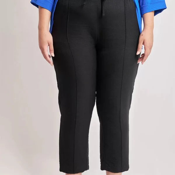 PARABITA Peg παντελόνι σε όψη λινού 012410205706-002 Black