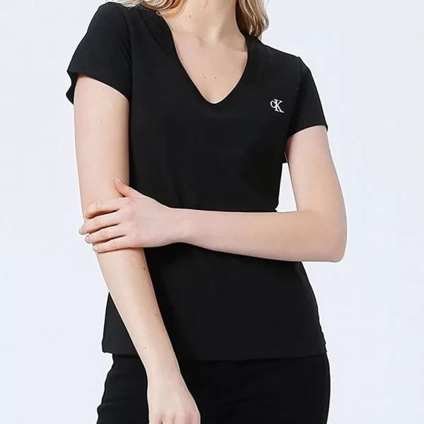 CALVIN KLEIN JEANS CK EMBROIDERY STRETCH V-NECK J20J213716-BAE Black