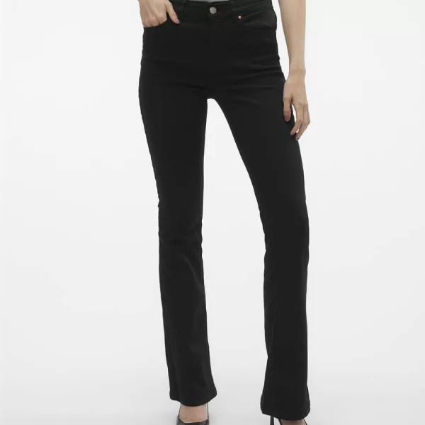 VERO MODA VMFLASH MR FLARED JEANS LI140 GA NOOS 10305103-BLACK Black