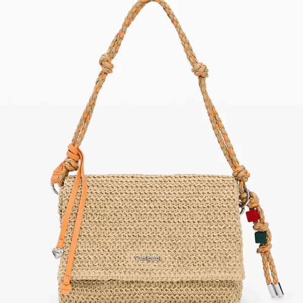 DESIGUAL DESIGUAL BAG_HALF LOGO RAFFIA VE ΤΣΑΝΤΑ ΓΥΝΑΙΚΕΙΟ 26SAXO03-1014 Biege
