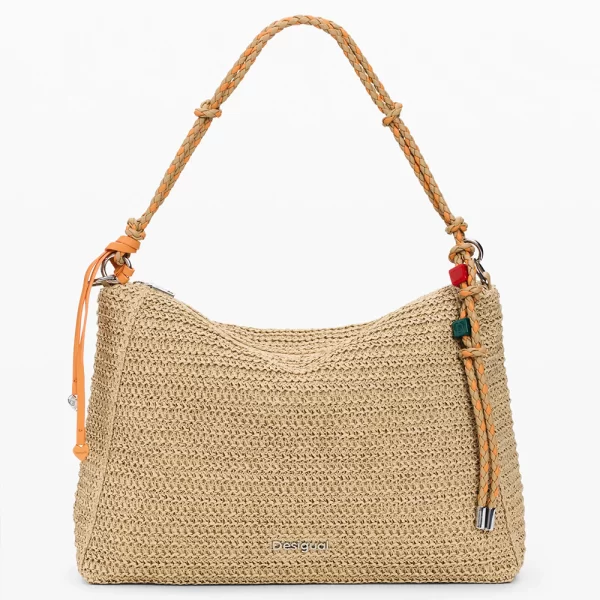 DESIGUAL BAG_HALF LOGO RAFFIA LE ΤΣΑΝΤΑ ΓΥΝΑΙΚΕΙΟ 26SAXO04-1014 Biege
