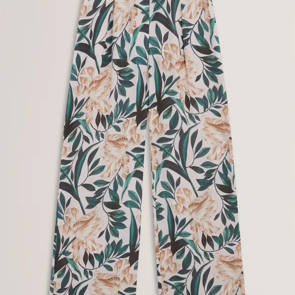 TED BAKER GRIESHA Printed Mid Rise Straight Leg Trouser 282577-CREAM Mixed