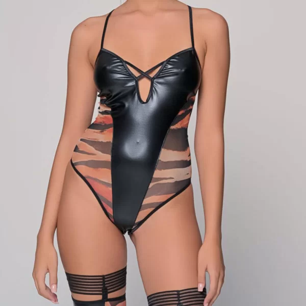 Milena by Paris MILENA BY PARIS BODY STRING ΔΕΡΜΑΤΙΝΗ ΚΑΙ ΤΟΥΛΙ ANIMAL PRINT 002495-77 Multi