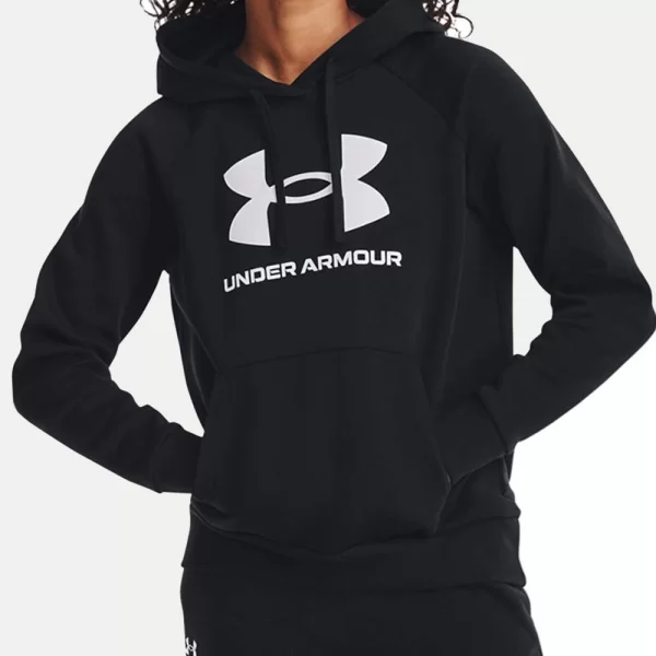UNDER ARMOUR Women''s UA Rival Fleece Big Logo Hoodie 1379501-001 Black