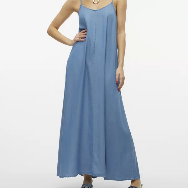 VERO MODA VMHARPER SL STRAP MAXI TENCEL DRESS GA 10283677-Medium Blue Denim DenimBlue