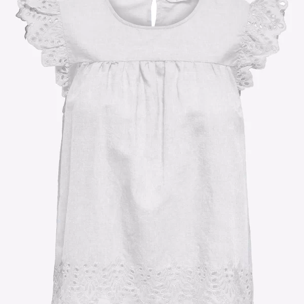 ONLY ONLTULUM EMB S/S TOP WVN 15367431-Bright WhiteBRIGHT WHITE EMB White