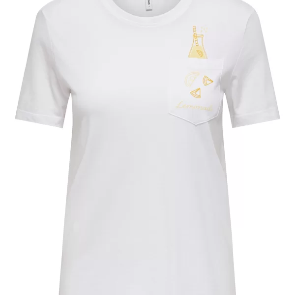 ONLY ONLPOLLY REG S/S POCKET TOP BOX JRS 15317989-Bright WhiteSparkling lemonade White