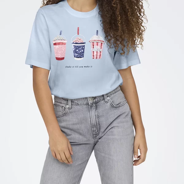 ONLY ONLBURST S/S POPCORN TOP BOX JRS 15343431-Soft ChambrayShakeittillyoumakeit LightBlue