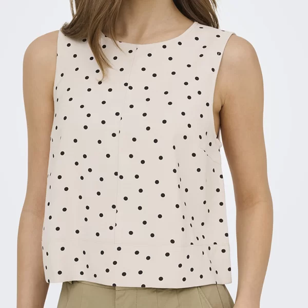 ONLY ONLDORSI ARIS SL LOOSE TOP WVN CC 15364286-Pumice StoneDotpoint Biege